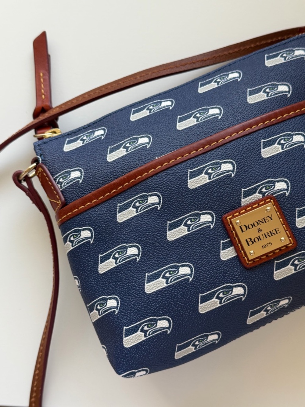Dooney & Bourke Navy & Brown Seahawks Crossbody Bag